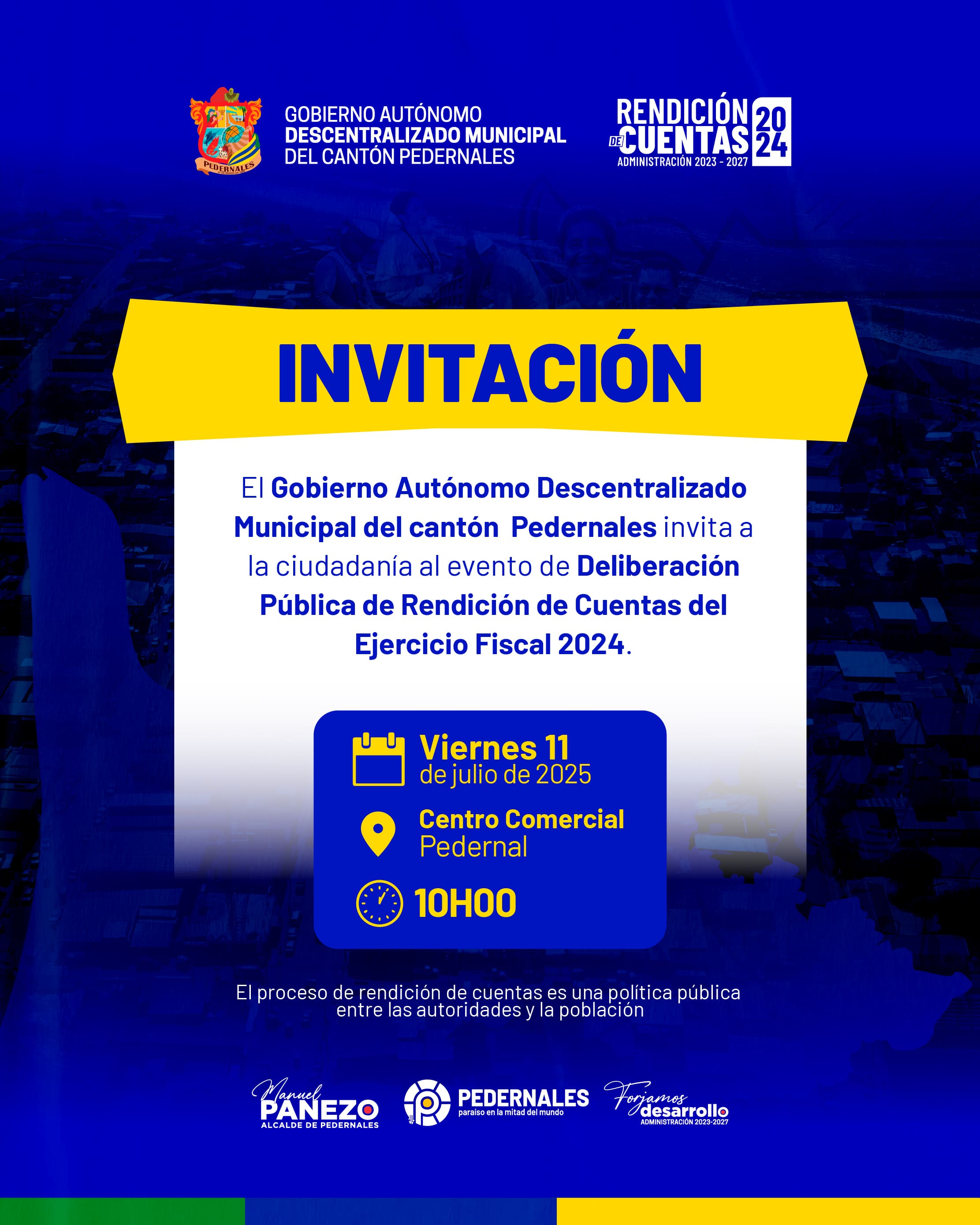INVITACIÓN A LA RENDICIÓN DE CUENTAS DEL PERIODO 2024 DEL GOBIERNO MUNICIPAL DE PEDERNALES